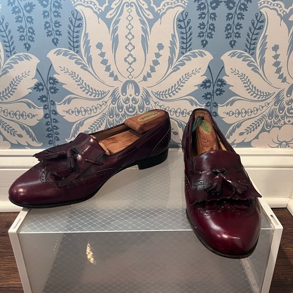 Men’s Salvatore Ferragamo Cherry Brown Italian Leather Tassel Loafers Size 10 C